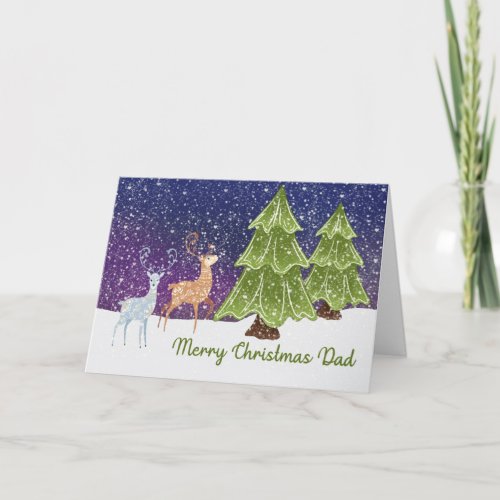 Christmas Card for Dad Snow and Deer
