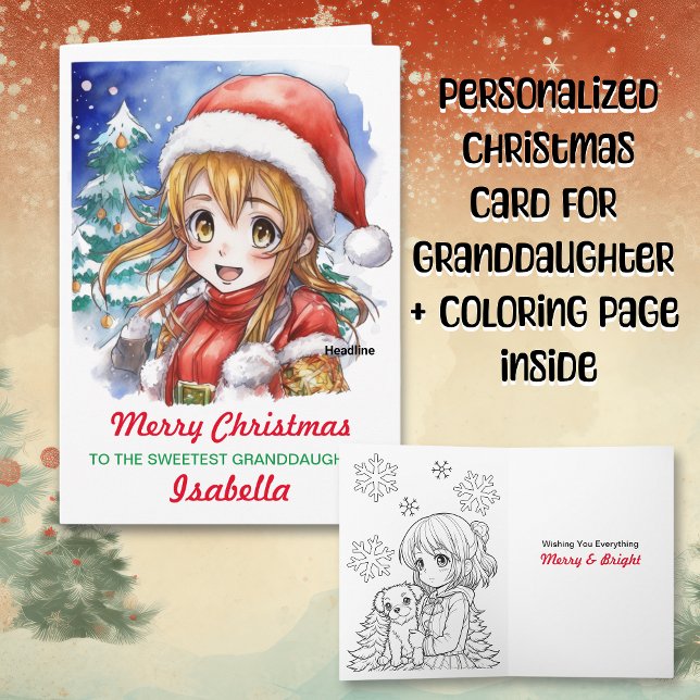 Christmas Card for Granddaughter + Coloring Page (Creator Uploaded)