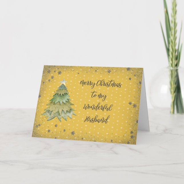Christmas Card for Husband in Gold Colors (Front)