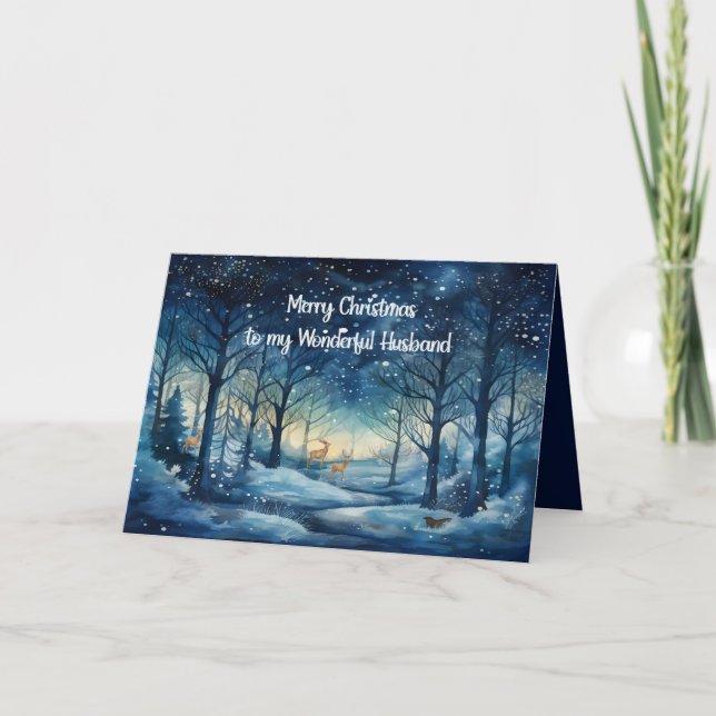 Christmas Card for Husband Wooded Snow Scenic (Front)