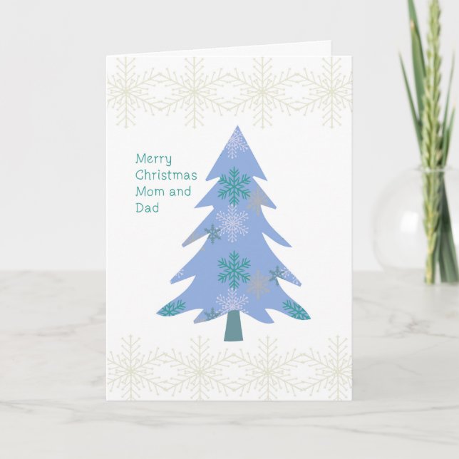 Christmas Card for Mom & Dad with Blue Tree (Front)