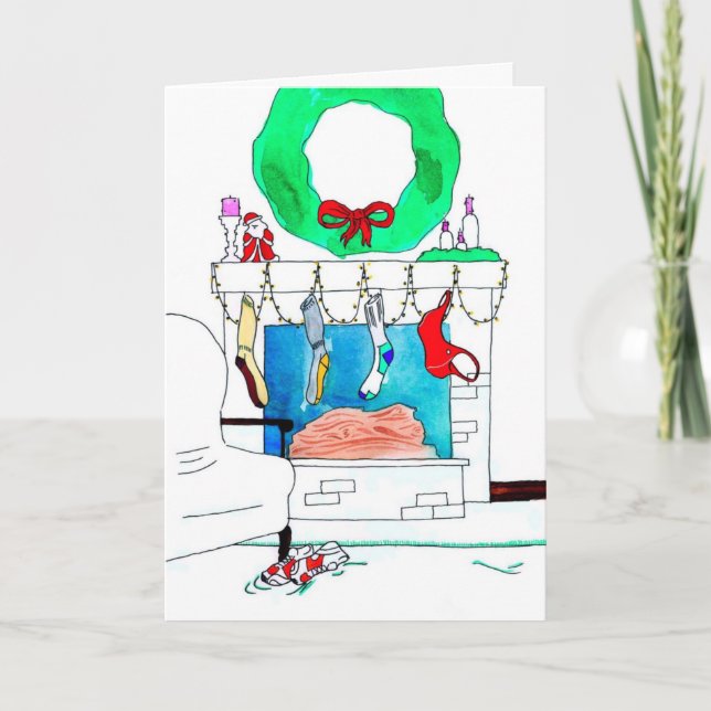 Christmas Card for Runner - Sports Bra Ho Ho Ho (Front)