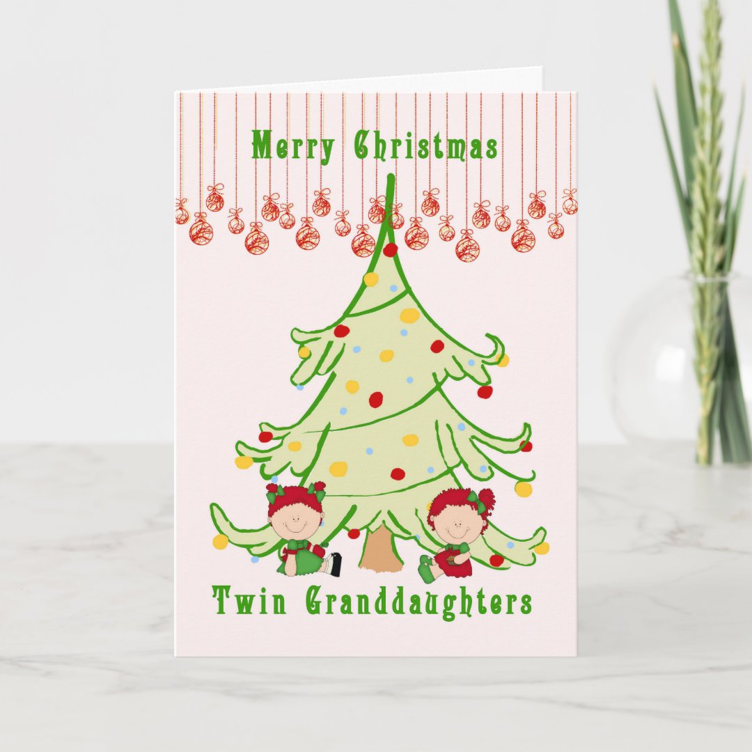 Christmas Card for Twin Granddaughters | Zazzle