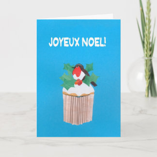 Christmas Card, French Cupcake with Robin Holiday Card
