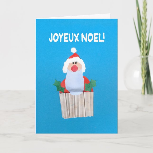 Christmas Card, French Cupcake with Santa Holiday Card (Front)