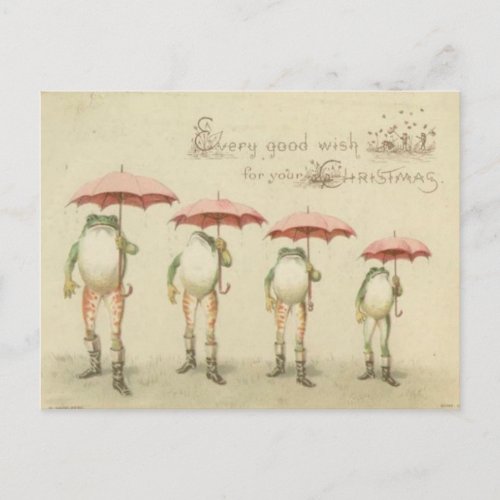 Christmas Card Frogs with Umbrellas