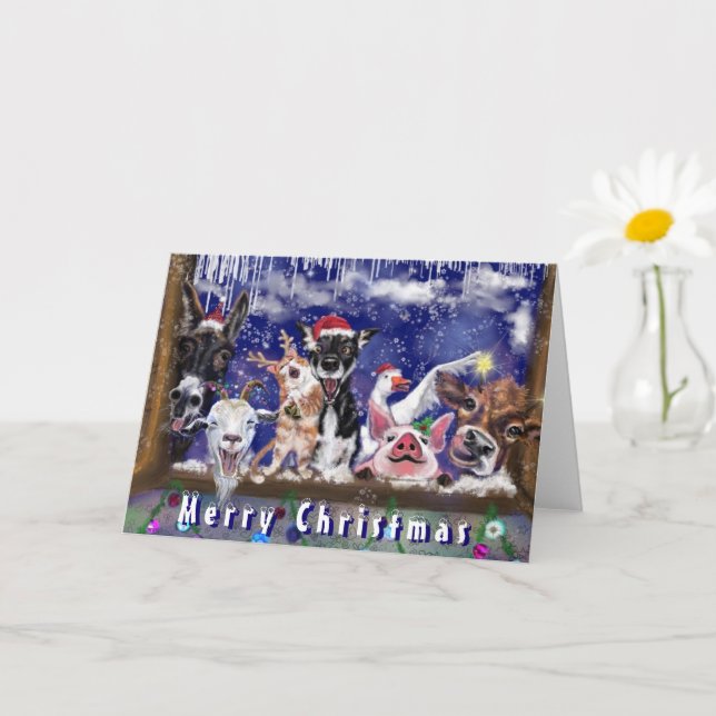 Christmas Card Funny Animal Party Happy Farm (Small Plant)