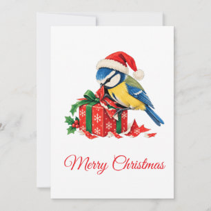 Christmas card Funny Blue Tit Bird