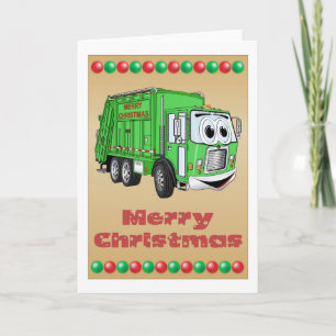 Christmas Card Garbage Truck Cartoon