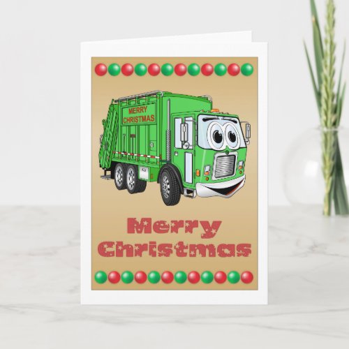 Christmas Card Garbage Truck Cartoon