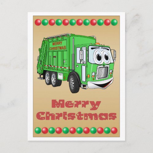 Christmas Card Garbage Truck Cartoon