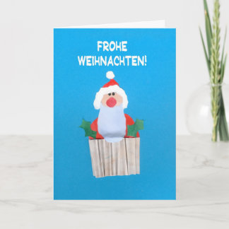 Christmas Card, German, Cupcake with Santa Holiday Card