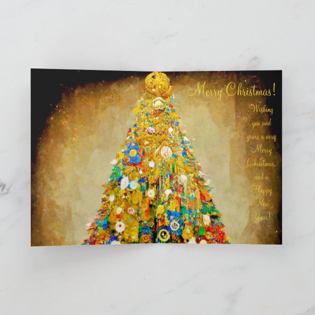 Christmas Card gold and green Gustav Klimt style (Inside)