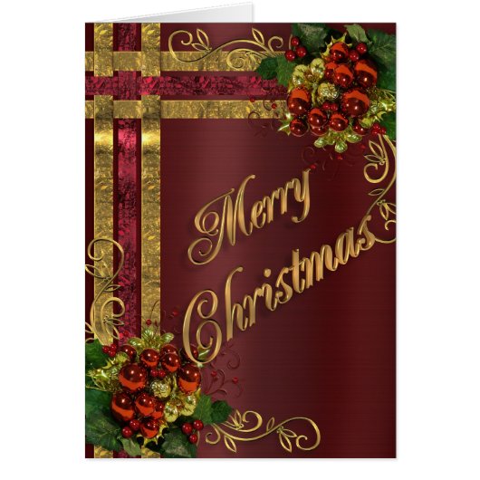 Christmas card gold and red Victorian (Front)