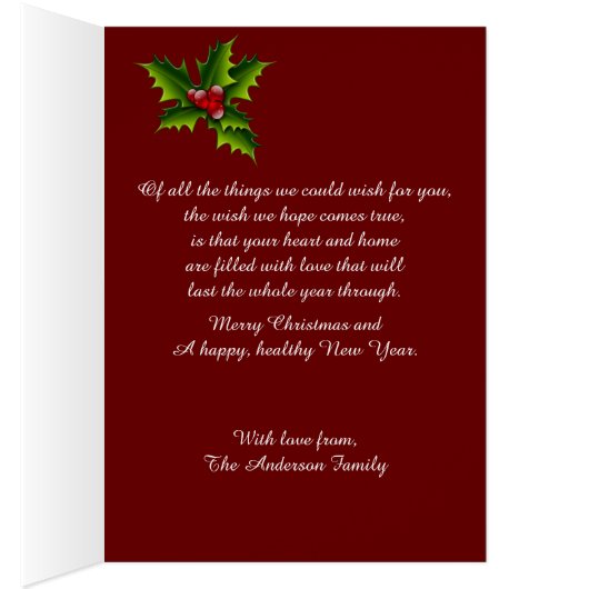 Christmas card gold and red Victorian (Inside (Right))