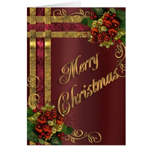 Christmas card gold and red Victorian