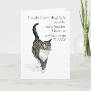 Christmas Card - Gray Tabby Cat