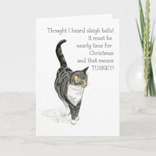 Christmas Card _ Gray Tabby Cat