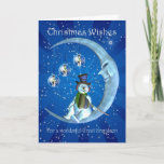 Christmas card, Great Grandson Christmas, Snowman Holiday Card<br><div class="desc">Christmas card,  Great Grandson Christmas,  Snowman on the Moon</div>