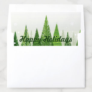 Christmas Card Greeting Holiday Trees Forest Art Envelope Liner