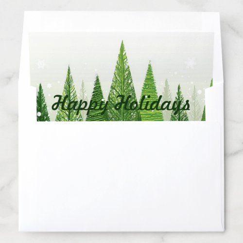 Christmas Card Greeting Holiday Trees Forest Art Envelope Liner