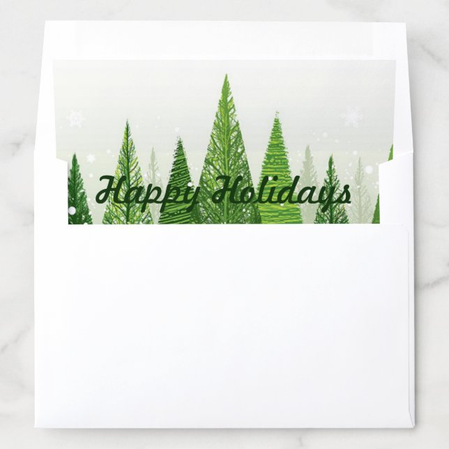 Christmas Card Greeting Holiday Trees Forest Art Envelope Liner (In Envelope)