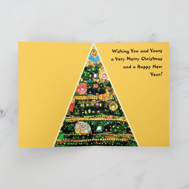 Christmas Card Gustav Klimt style tree lights (Inside)