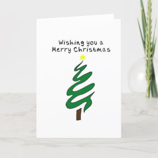 Christmas Card Hand Drawn Green Christmas Tree