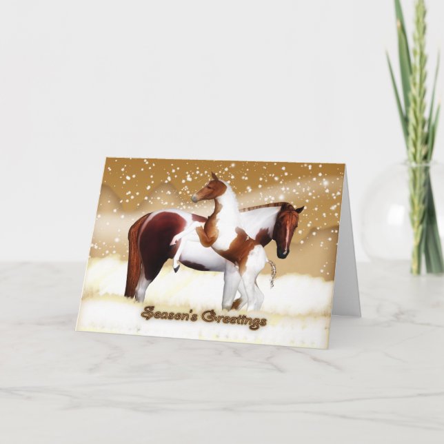 Christmas Card - Happy Holidays - Horses, Foal & M (Front)