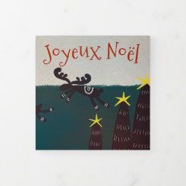Christmas Card: Happy Reindeer Tri-Fold Holiday Card