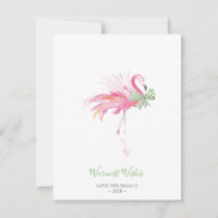 Christmas Card, Holiday Card, Pink Flamingo