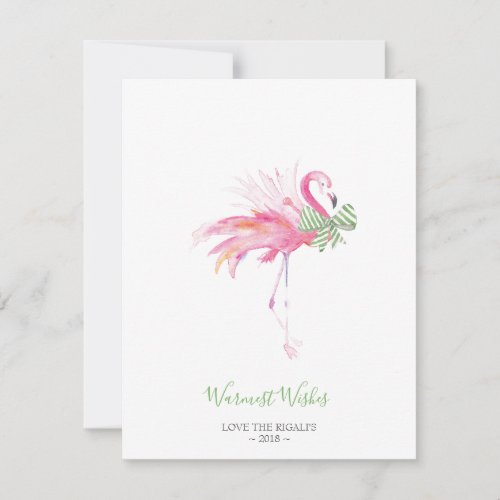 Christmas Card Holiday Card Pink Flamingo