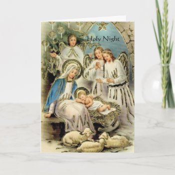 Christmas Card. Holy Night Religious Inspired Holiday Card by SharCanMakeit at Zazzle