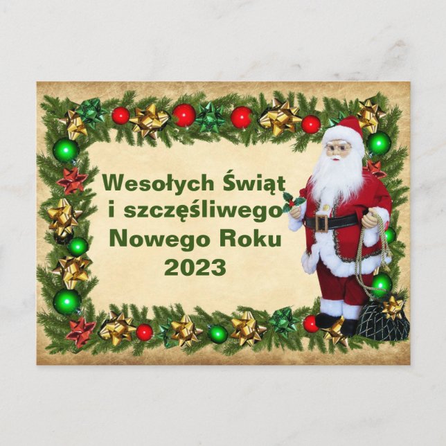 Christmas Card in Polish Wesołych Świąt (Front)