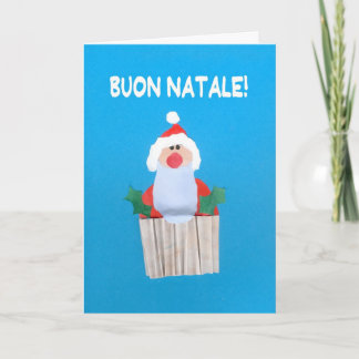 Christmas Card, Italian, Cupcake with Santa Holiday Card