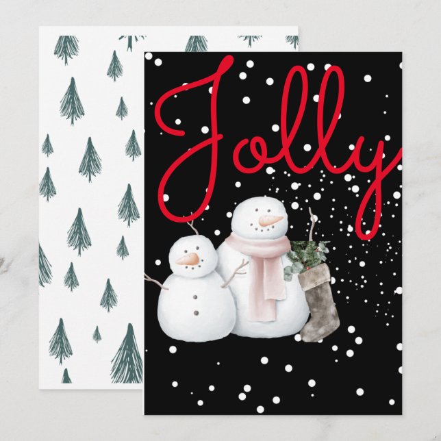Christmas card , jolly snowmen . (Front/Back)