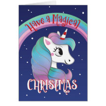 Christmas Card magical Christmas unicorn sparkling