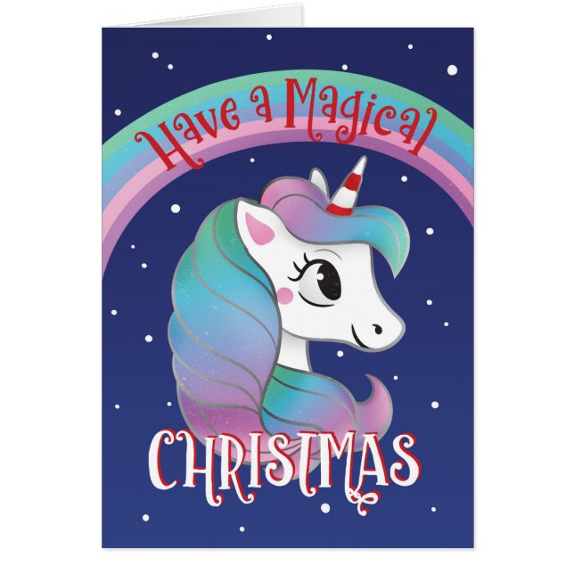 Christmas Card magical Christmas unicorn sparkling (Front)