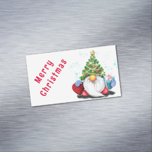 Christmas Card Magnet Gnome with Gifts