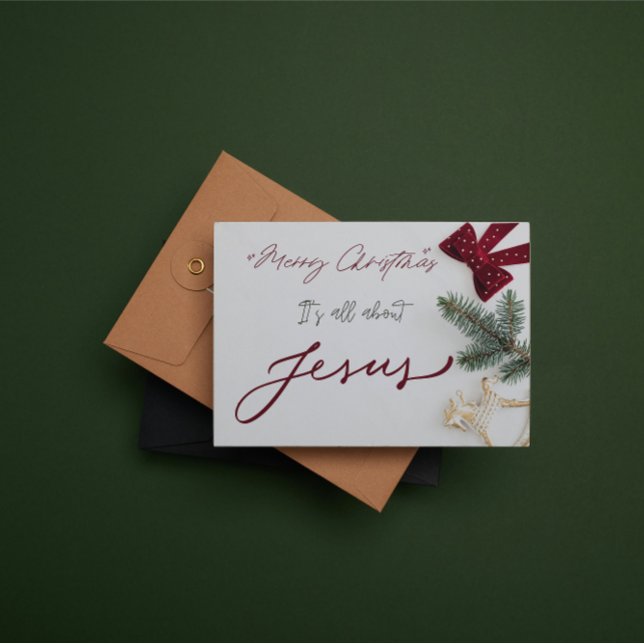 Christmas Card: Merry Christmas it's about Jesus. Note Card (Creator Uploaded)