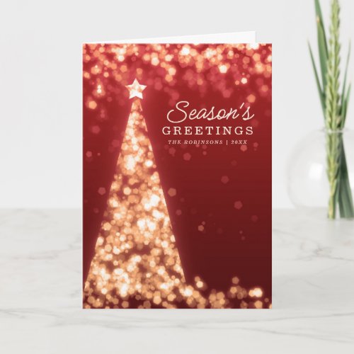 Christmas Card  Modern Xmas Tree Gold Red