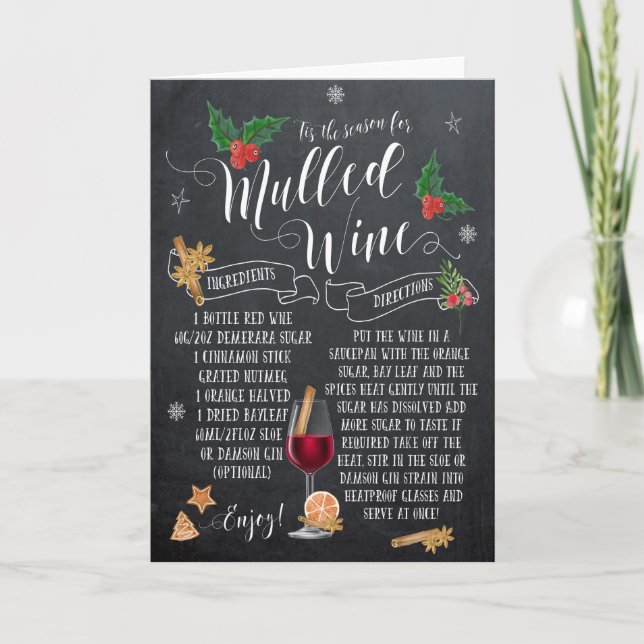 christmas card mulled wine recipe chalkboard (Front)