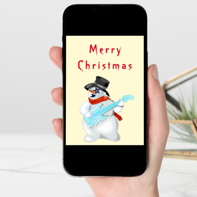 Christmas Card Musical Snowman with Cuitar (Front Digital)