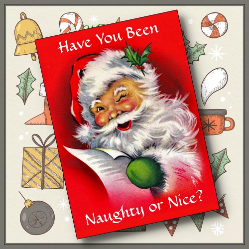 Christmas Card _ Naughty or Nice _ Vintage Design