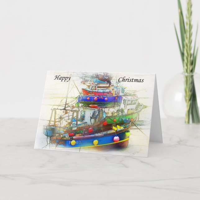 Christmas card of boats (Front)