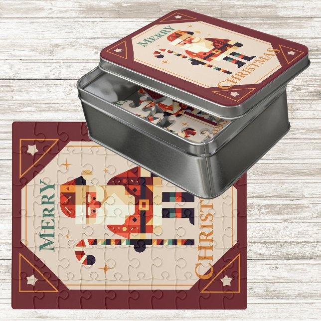 Christmas Card of Santa Claus With Candy Cane Jigsaw Puzzle (Creator Uploaded)