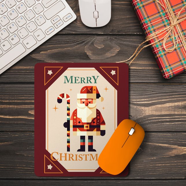 Christmas Card of Santa Claus With Candy Cane Mouse Pad (Creator Uploaded)