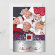 Christmas Card Photo Santa Belt Glitter Purple