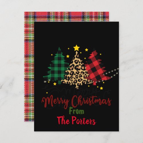 Christmas card quirky animal print black red  note card