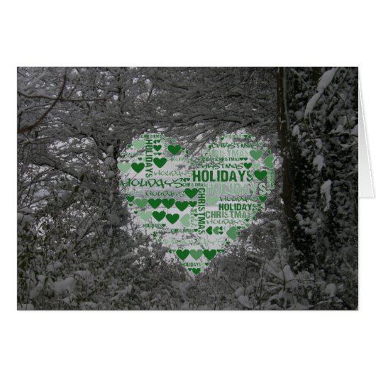 Christmas Card Red Green Hearts Happy Holidays (Front Horizontal)